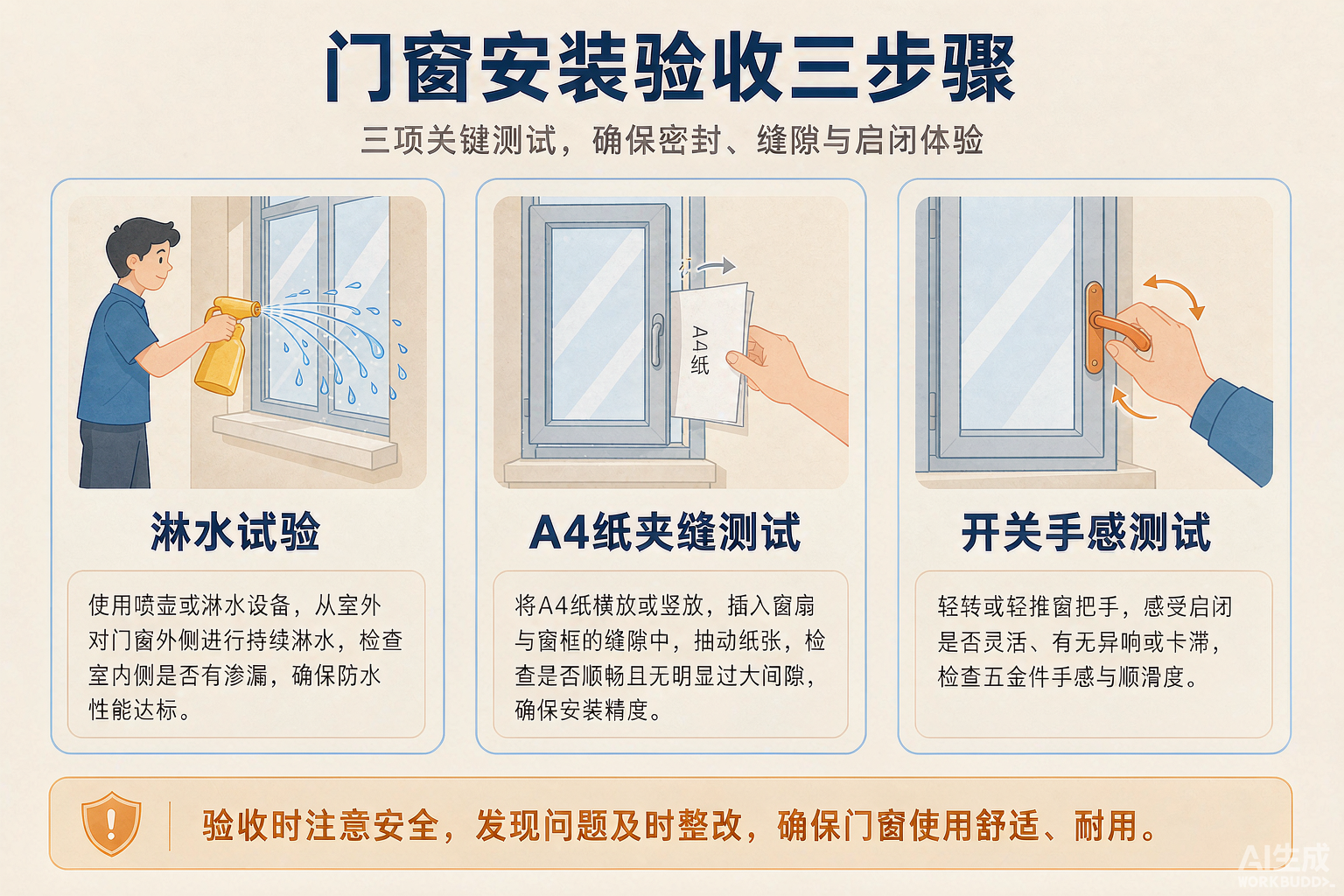 门窗安装验收三个动作